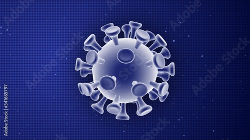 Coronavirus molecule on a dark blue background. Coronavirus dangerous flu. Loopable animation.