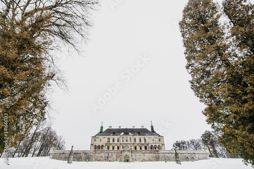 Beautiful Medieval Pidhirtsi Castle. Pidhirtsi village, Lviv Oblast, Ukraine, February 20, 2019 photo