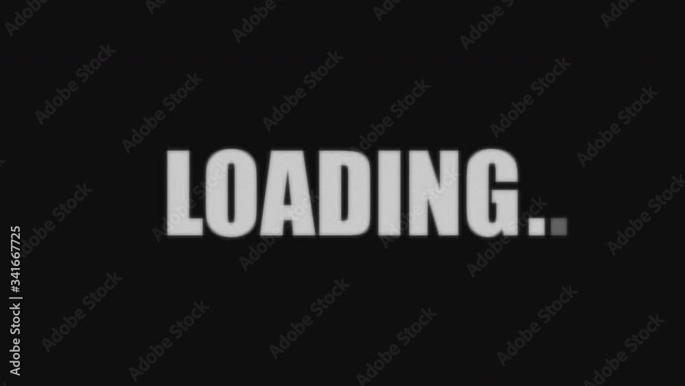 The word loading appears and makes a glitch. Dots appear, representing loading. Screen of a broken monitor. Motion graphics. The word loading appears and makes a glitch. Dots appear, representing loading. Screen of a broken monitor. Motion graphics.