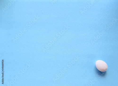 white egg isolated on blue background
