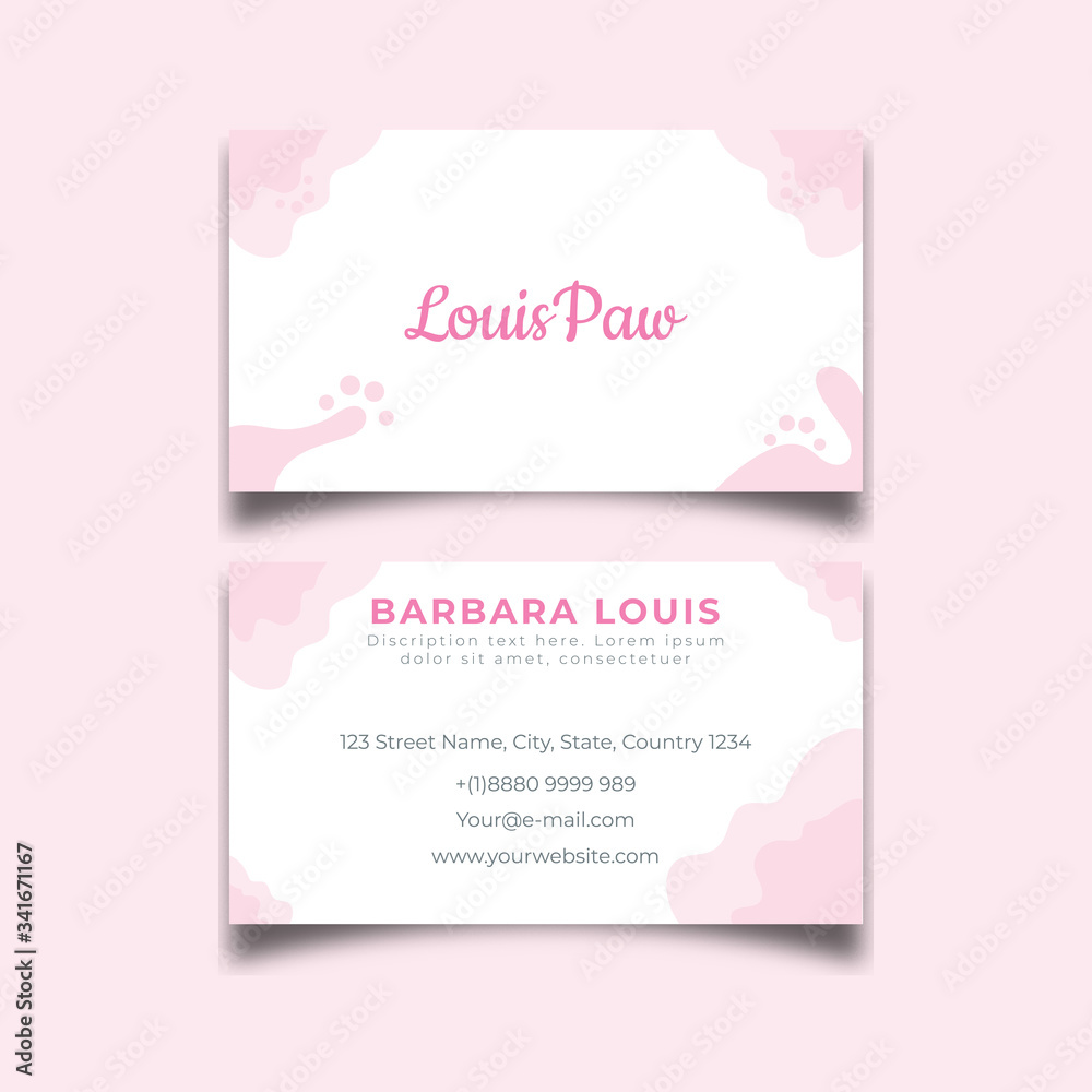 Minimalist Business card abstract pink paw design template