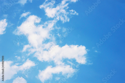 Blue sky with large white clouds. Natural beauty for making wallpaper or texture.