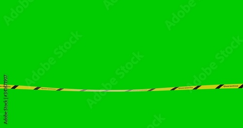 Animation of a signal tape on a green background with the inscription Quarantine.
