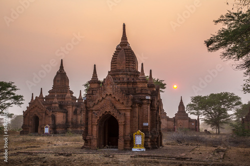 The sunset of some Bagan temples. Myanmar