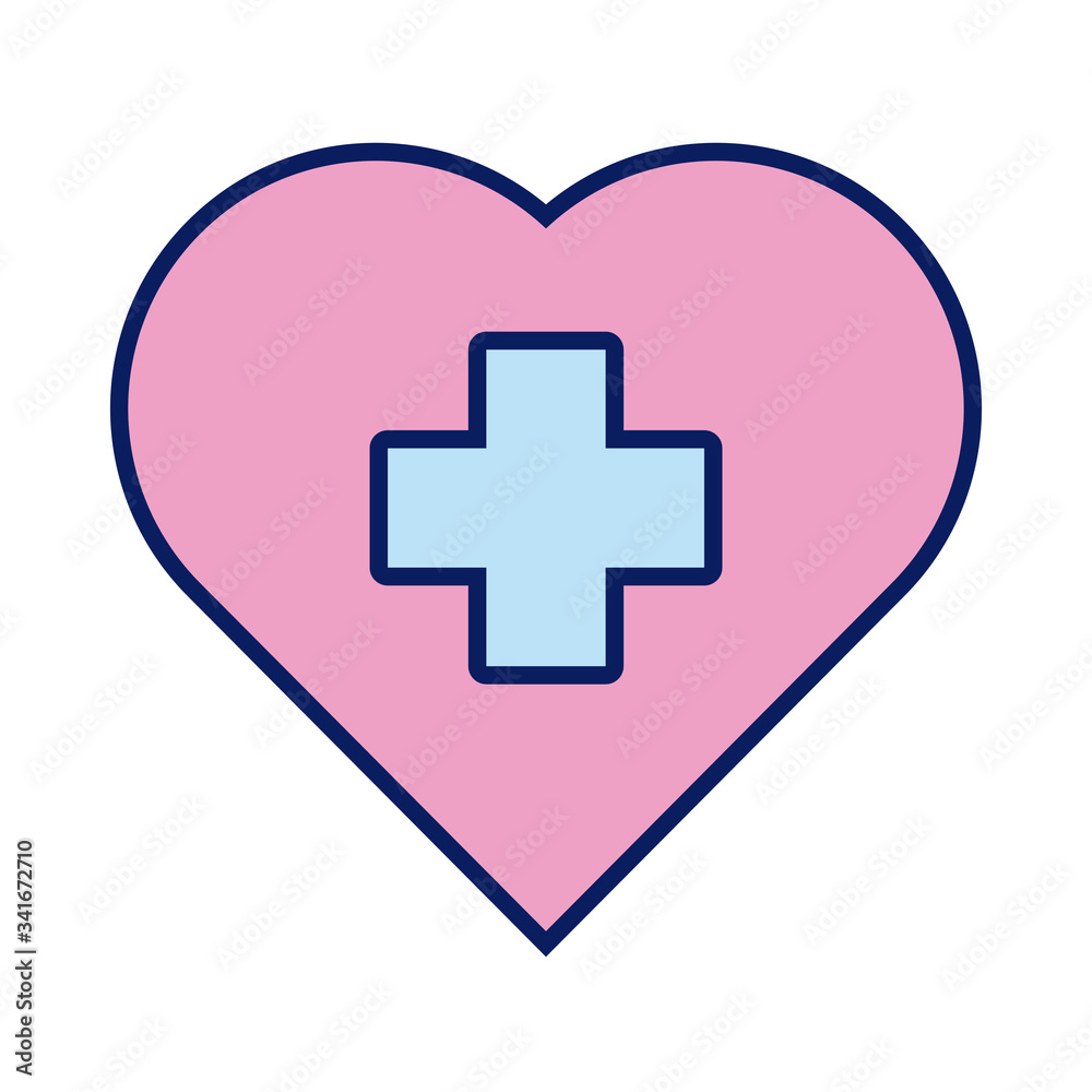heart with cross solidarity line and fill style heart with cross solidarity line and fill style