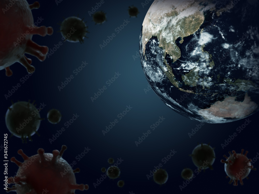 Naklejka premium World Corona Virus Mockup 3D Rendering Design