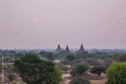 Bagan temples at dawn. Myanmar