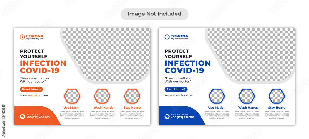 Modern healthcare and medical flyer template about coronavirus