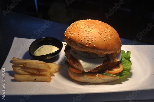 burger and fries