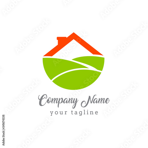 Abstract vector, shape leaves home as a symbol of gardening activity, agriculture, and environmentalists movement.