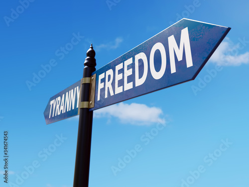 Fotografie Freedom vs Tyranny signpost