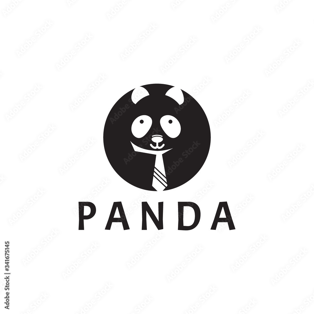 Fototapeta premium Panda bear silhouette Logo design vector template. Funny Lazy Logo Panda animal Logotype concept icon.