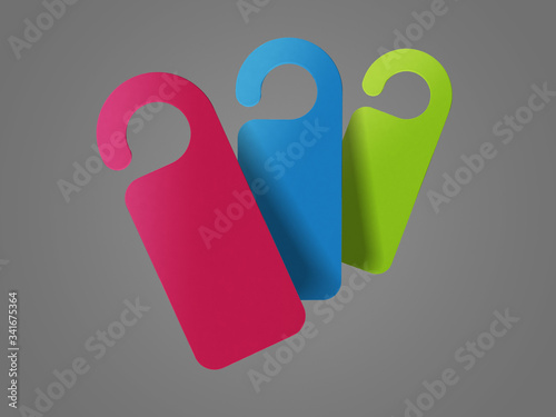 Door Hangers 3D rendering Mockup Design photo