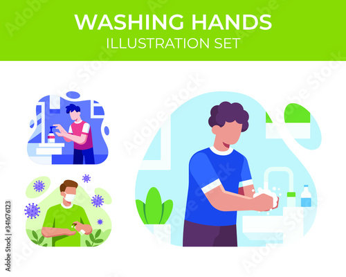 Washing Hands Illustration Set