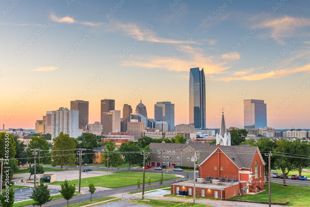 Oklahoma City, Oklahoma, USA Skyline - obrazy, fototapety, plakaty 