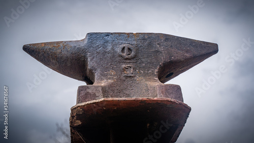 Rare old iron anvil from blacksmith
