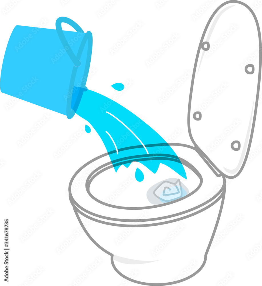 トイレ 緊急時にバケツで水を流す Stock Vector | Adobe Stock