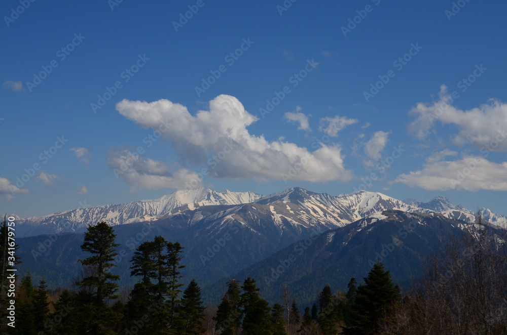 mountains and clouds