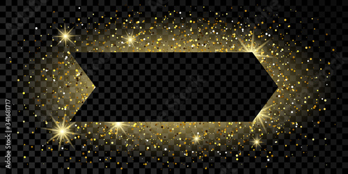 Golden arrow frame with glitter