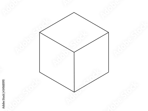 Cube icon. Cube outline. Isometry