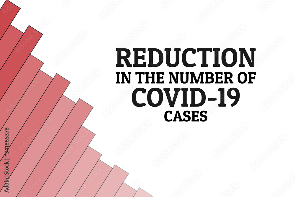 Fototapeta premium Reduction in the number of COVID-19 cases concept. Novel coronavirus pandemic. Template for background, banner, poster with text inscription. Vector EPS10 illustration.