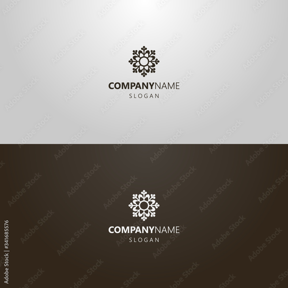 black and white simple vector flat art outline iconic logo of decorative eight-petal flower black and white simple vector flat art outline iconic logo of decorative eight-petal flower