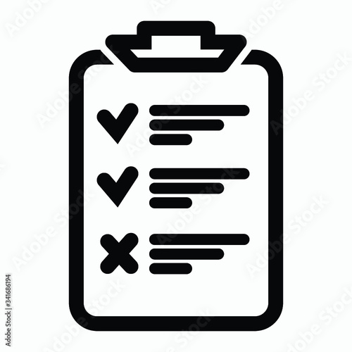 Checklist icon. One of set web icons. Icon clipboard checklist or document with checkmark with text in flat style..D