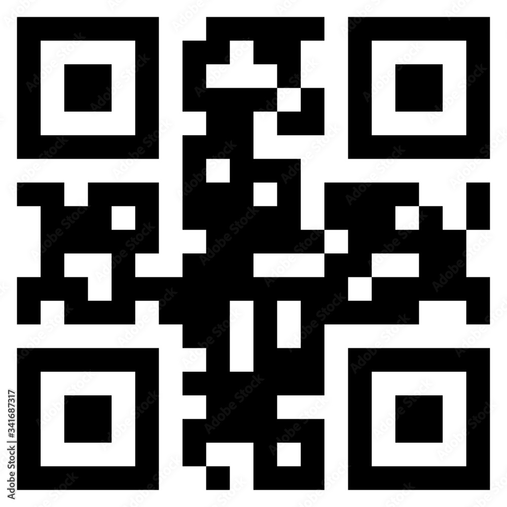 Black QR code on a white background. Black QR code on a white background.