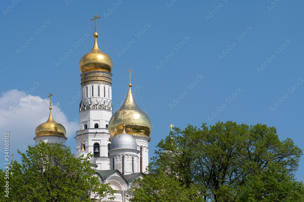Ivan the Great bell tower and Archangel Cathedral. Moscow, Russia.