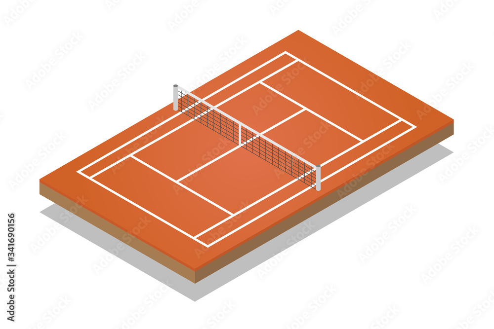 Vector tennis court isometric. - Sport court for infographic. Vector tennis court isometric. - Sport court for infographic.