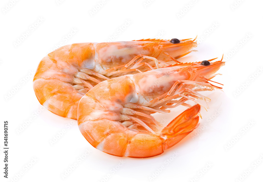 Cooked shrimps isolated on white background Cooked shrimps isolated on white background