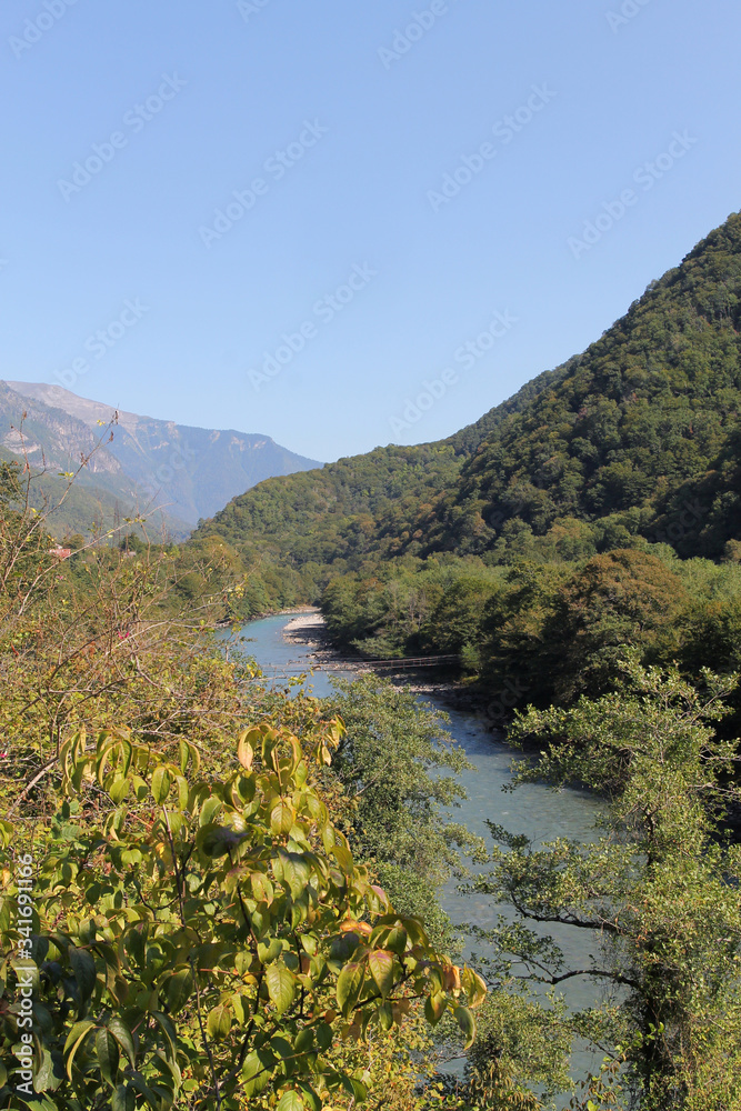 Naklejka premium mountain landscape with river
