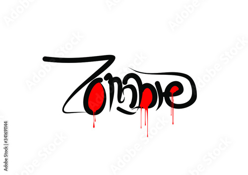 zombie lettering text. Modern calligraphy style vector illustration.
