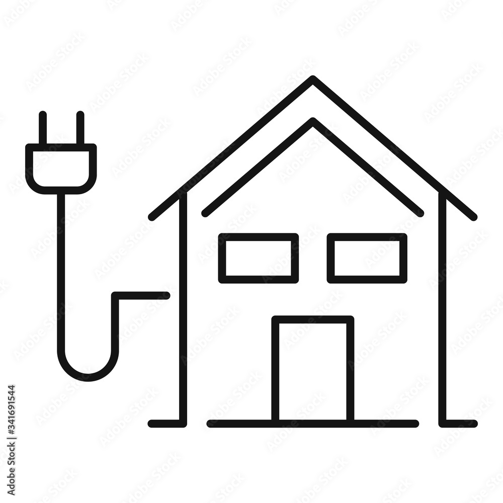 Smart house plug icon. Outline smart house plug vector icon for web design isolated on white background Smart house plug icon. Outline smart house plug vector icon for web design isolated on white background