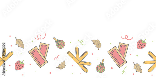 Seamless banner with doodle elements.