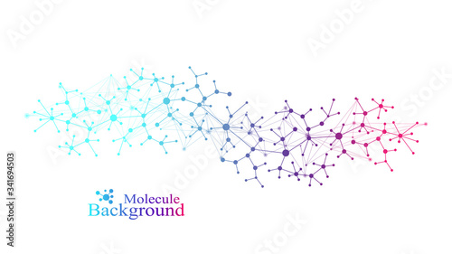 Colorful molecules background. DNA helix  DNA strand  DNA Test. Molecule or atom  neurons. Abstract structure for science or medical background  banner. Scientific molecular vector illustration