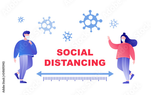 Social distancing concept. Keep distance. Vector illustration.