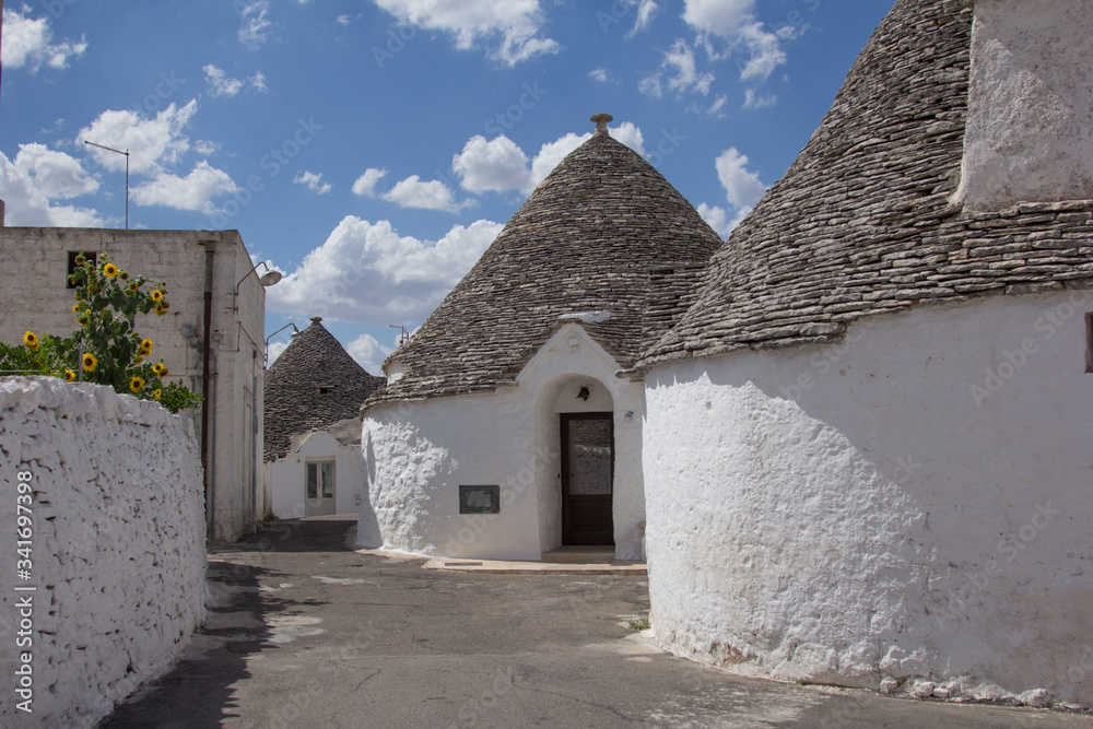 The trulli of Alberobello is a traditional Apulian dry stone hut with a conical roof. Their style of construction is specific to the Itria Valley, in the Murge area of the Italian region of Apulia. 