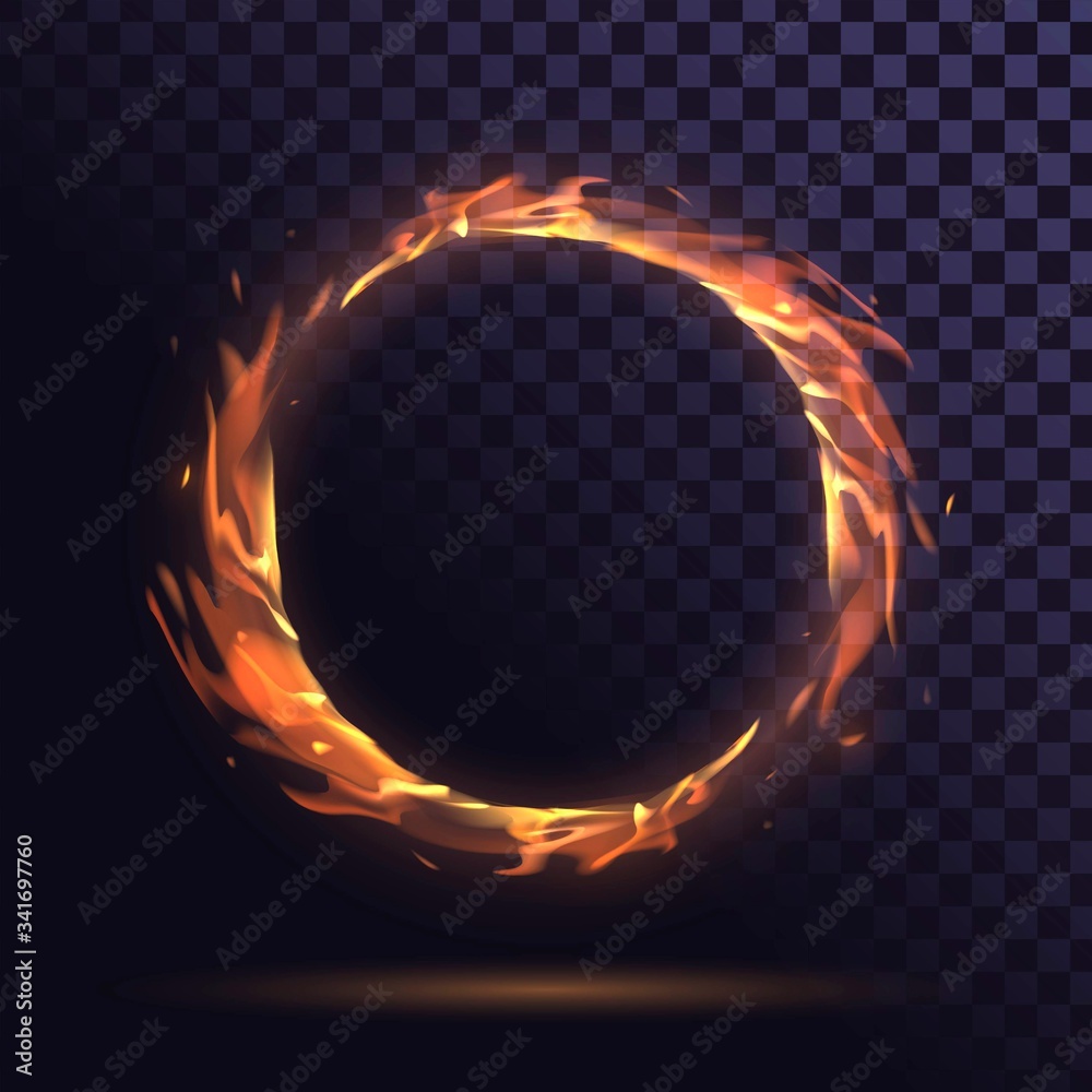 Ring of fire burning, round frame on a transparent background Ring of fire burning, round frame on a transparent background