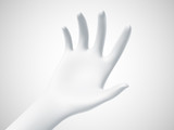 White open palm offering something. Concept of charity, care and online support. Vector illustration of inviting gesture. Blue hand giving out something on white background.