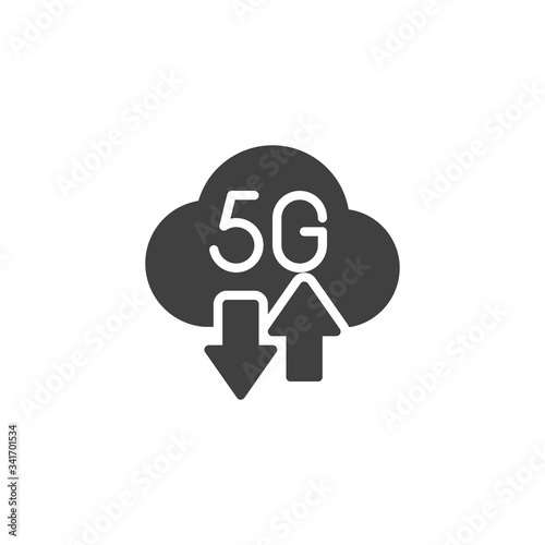 5G cloud computing vector icon. filled flat sign for mobile concept and web design. 5G download upload cloud glyph icon. Symbol, logo illustration. Vector graphics