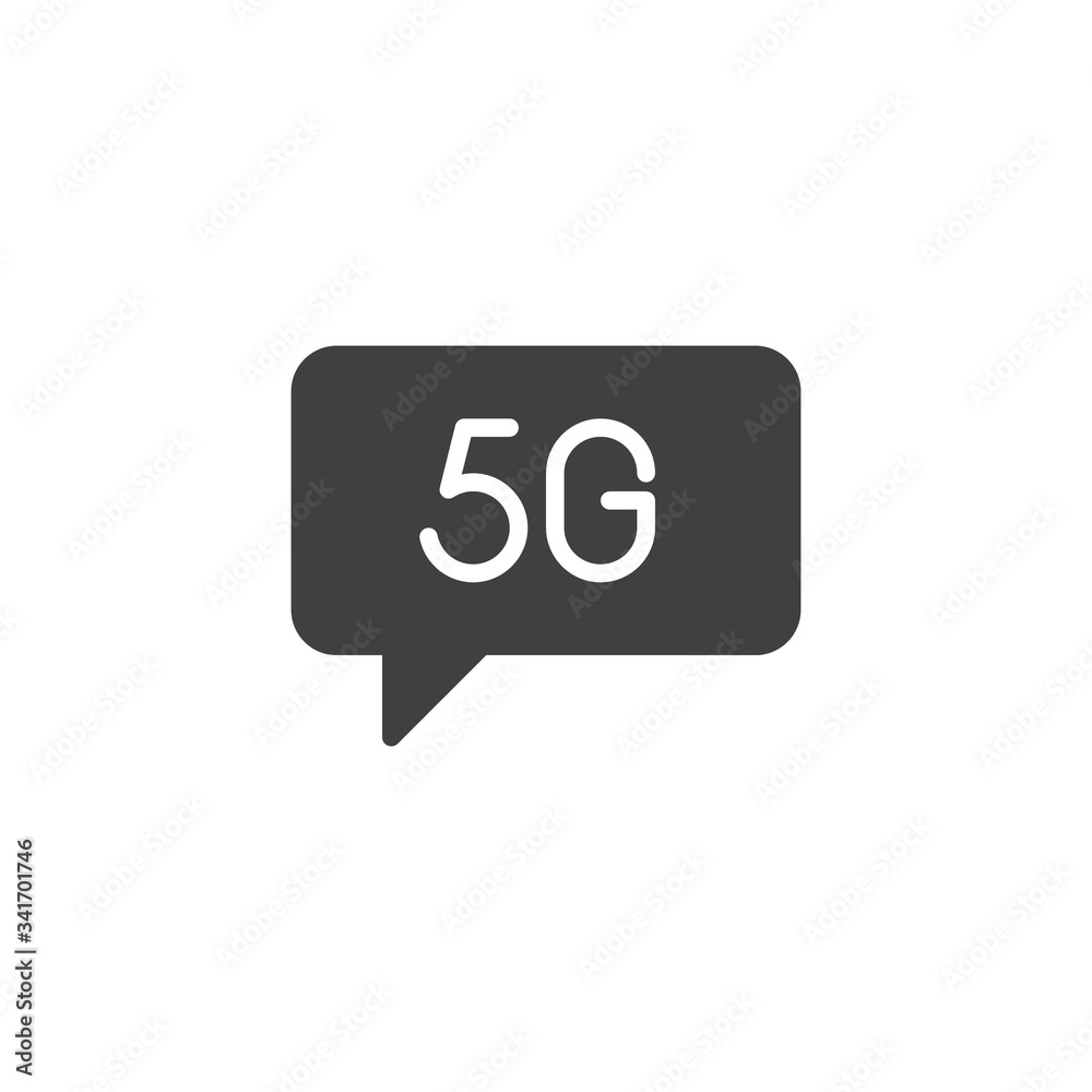 5G internet communication vector icon. filled flat sign for mobile concept and web design. Speech bubble with 5G glyph icon. Symbol, logo illustration. Vector graphics 5G internet communication vector icon. filled flat sign for mobile concept and web design. Speech bubble with 5G glyph icon. Symbol, logo illustration. Vector graphics