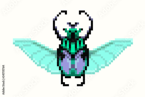 pixel goliath beetle icon. Vector illustration