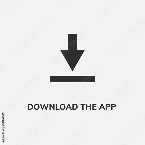 Download button vector icon. Download app symbol flat arrow.