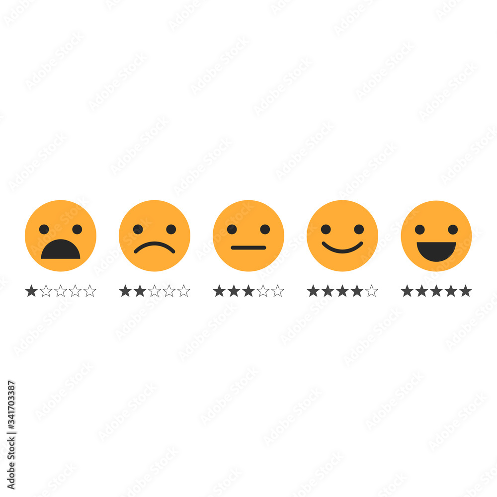 Icons, emoticons for rating or review. Feedback rate of satisfaction. Level Icons, emoticons for rating or review. Feedback rate of satisfaction. Level