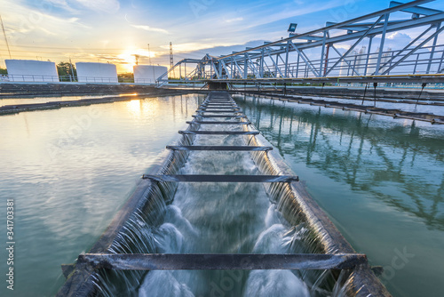 Canvas Print Water Treatment Plant at sunset