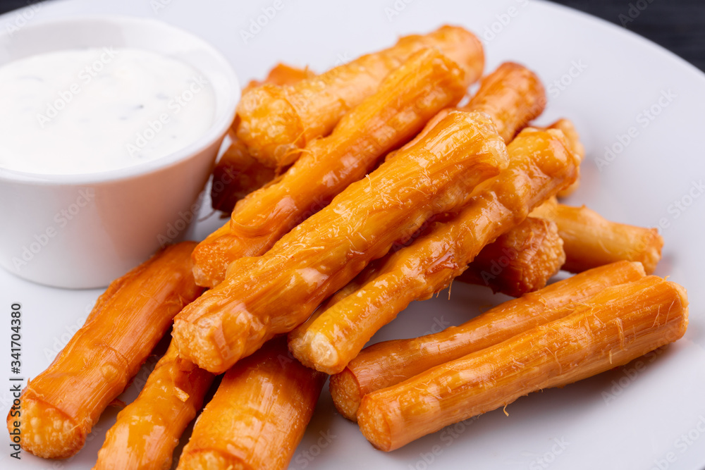 Cheese sticks, served with sour cream
Cheese sticks, served with sour cream