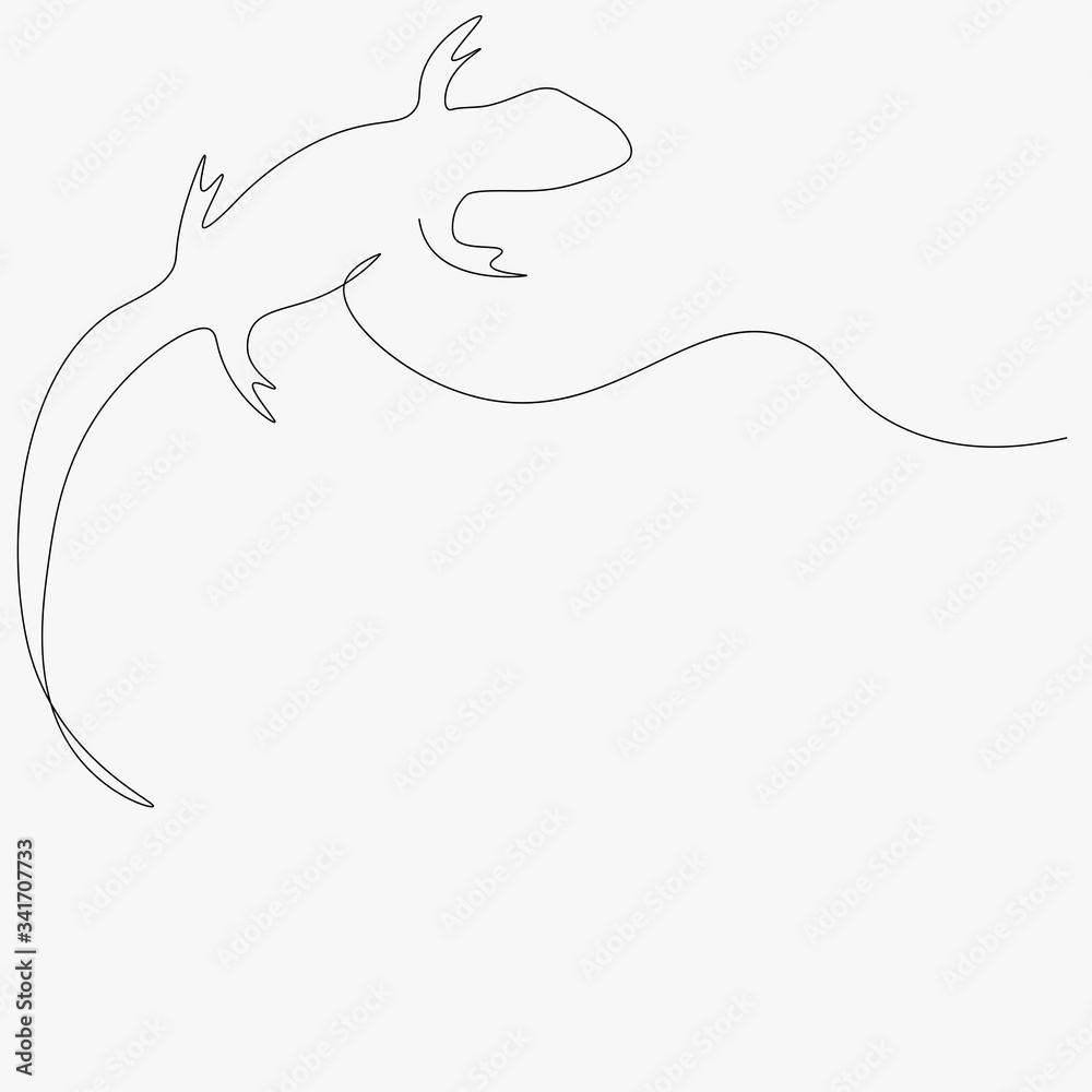 Lizard one line drawing on white background vector illustration Lizard one line drawing on white background vector illustration