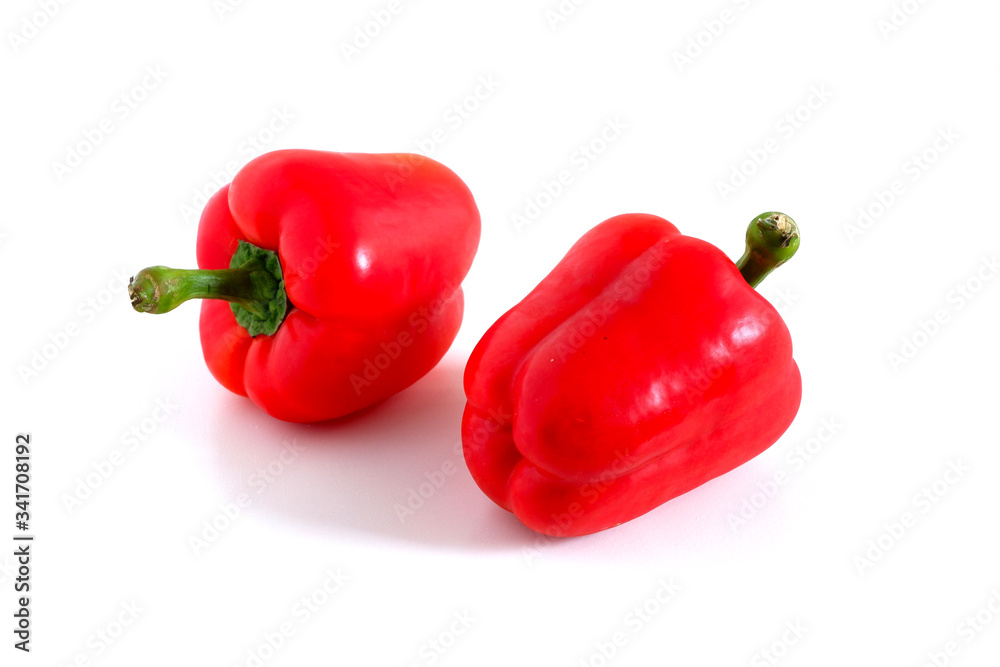 red pepper on a white background. Useful vegetables. red pepper on a white background. Useful vegetables.