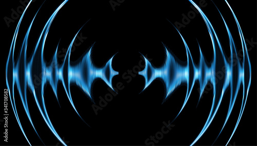 Sound waves oscillating dark blue light